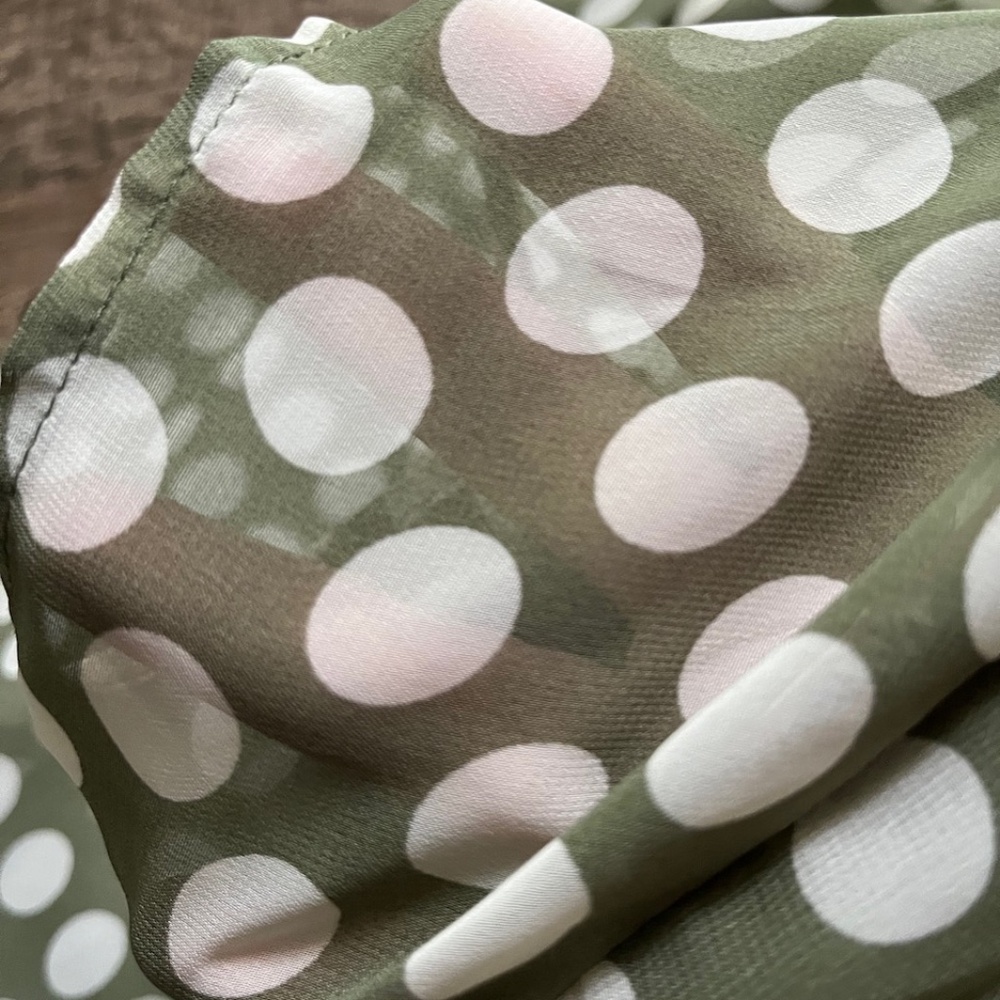 Connected Apparel Women's Dress, Sage with Cream Polka Dots - Picture 6 of 14